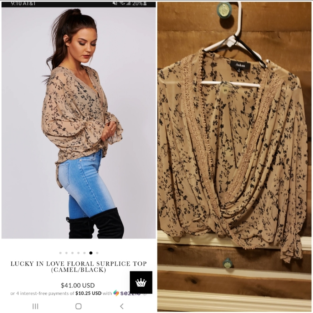 Surplice floral lace top